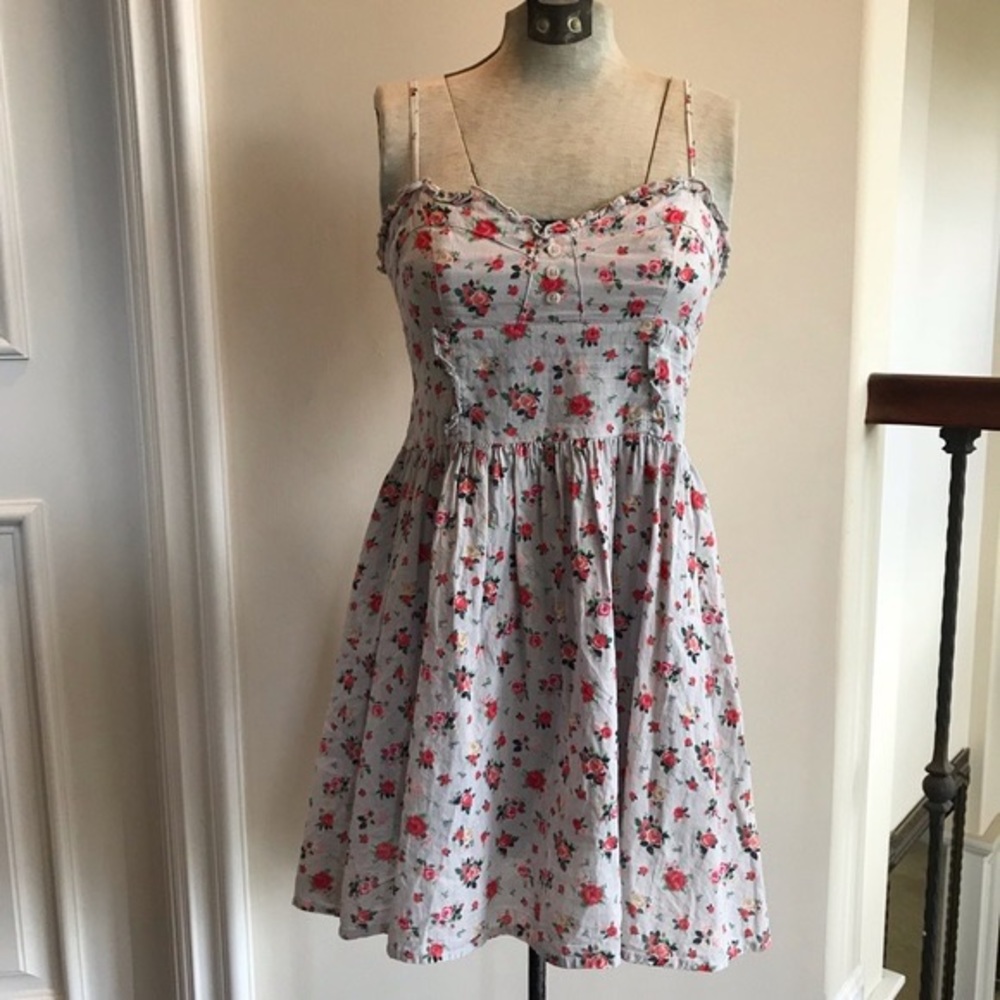 H&M Dove Grey Dress with Roses